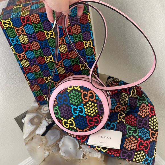 $2,250 GUCCI New GG Psychedelic Round Shoulder Bag GG Logo multicolored pink - Picture 17 of 17